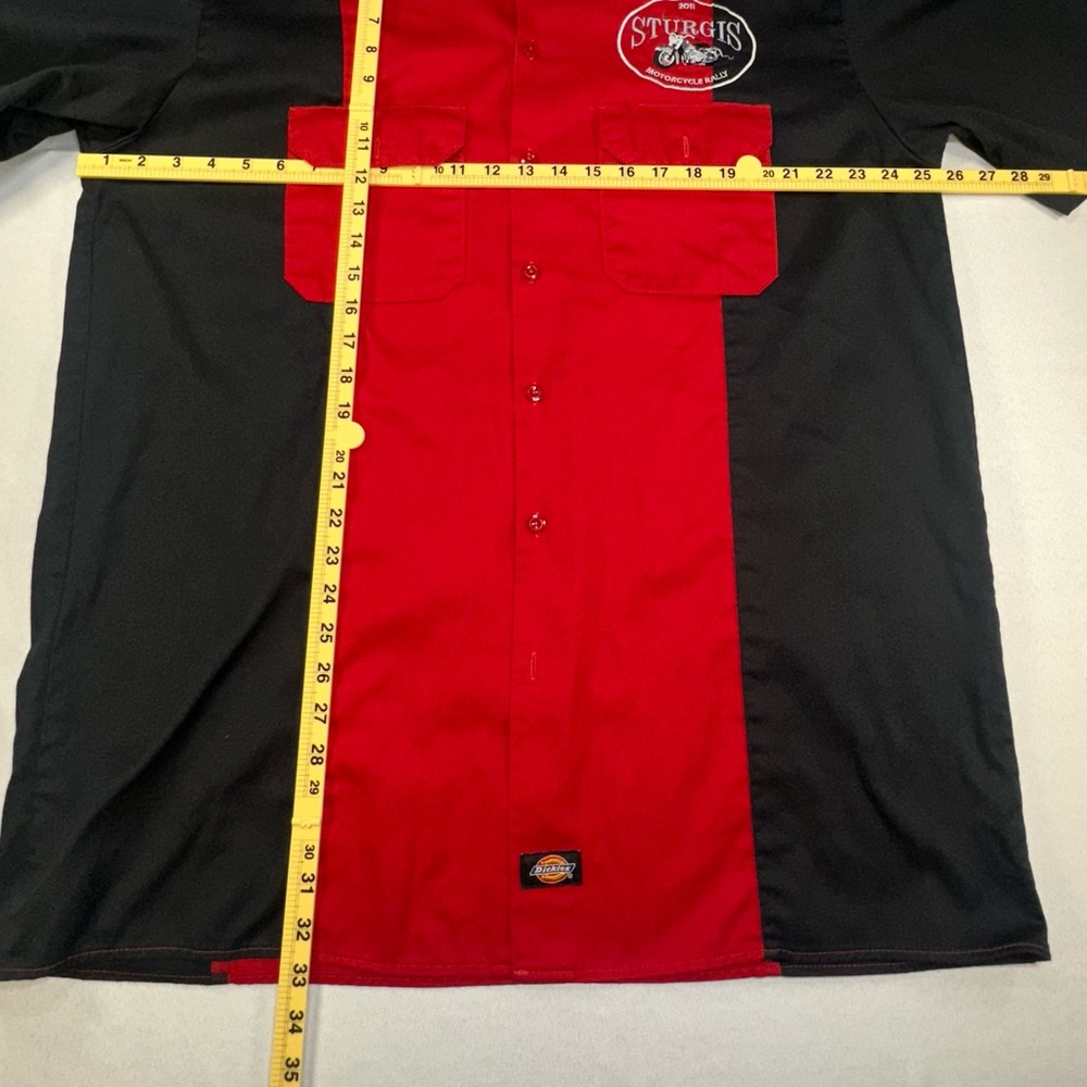 Dickies Sturgis 2011 Motorcycle Rally Shirt XL Red Black Colorblock Button Up - Picture 8 of 9